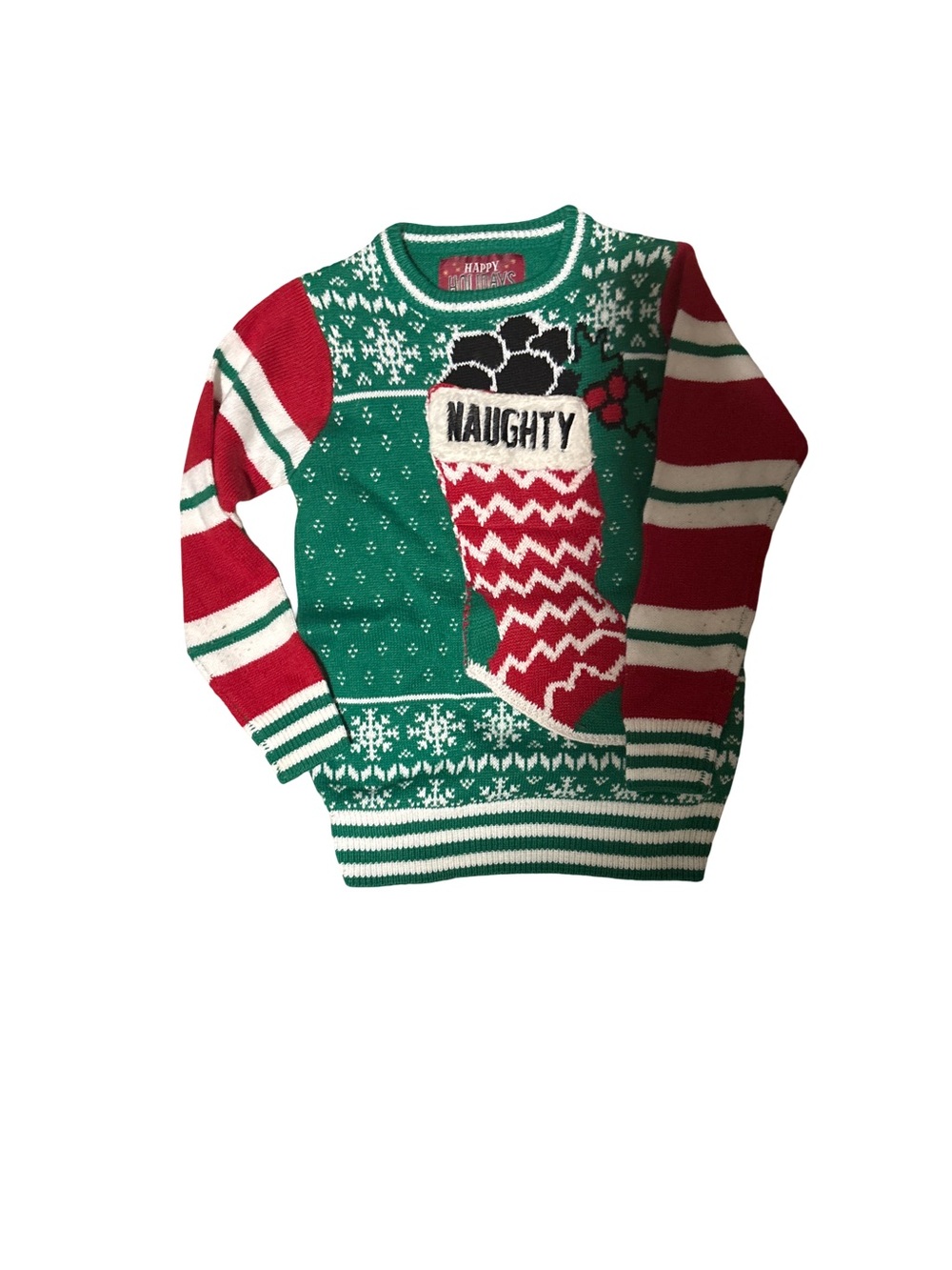 Kids 'Naughty' Christmas Stocking Sweater - size 10/12
